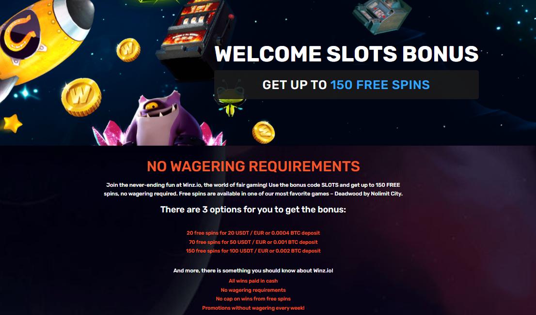 winz welcome slots bonus information screenshot