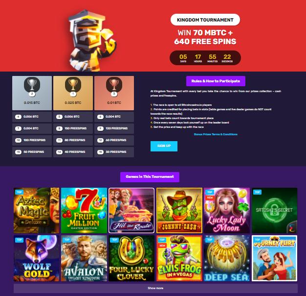 bitcoincasino.io kingdom tournament