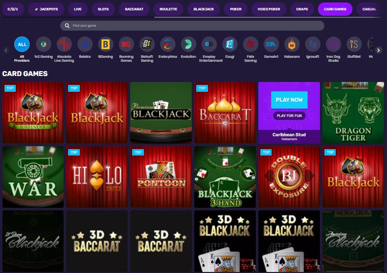 bitcoincasino.io table games