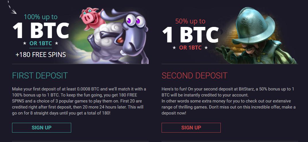 bitstarz first and second deposits bonuses screenshot