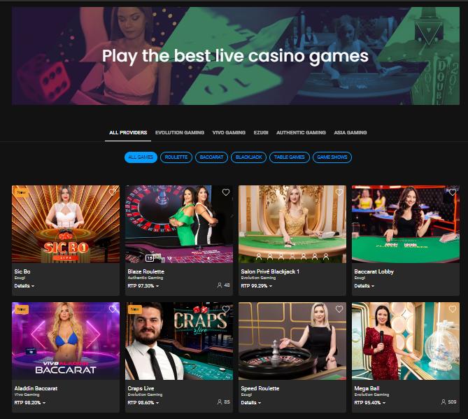 cloudbet live casino games selection