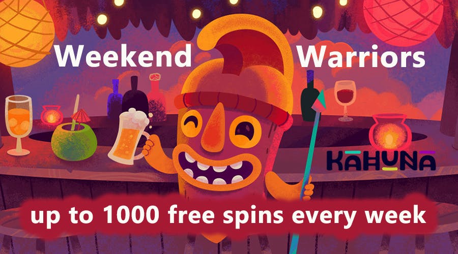 Get up to 1000 free spins every weekend with Kahuna Casino