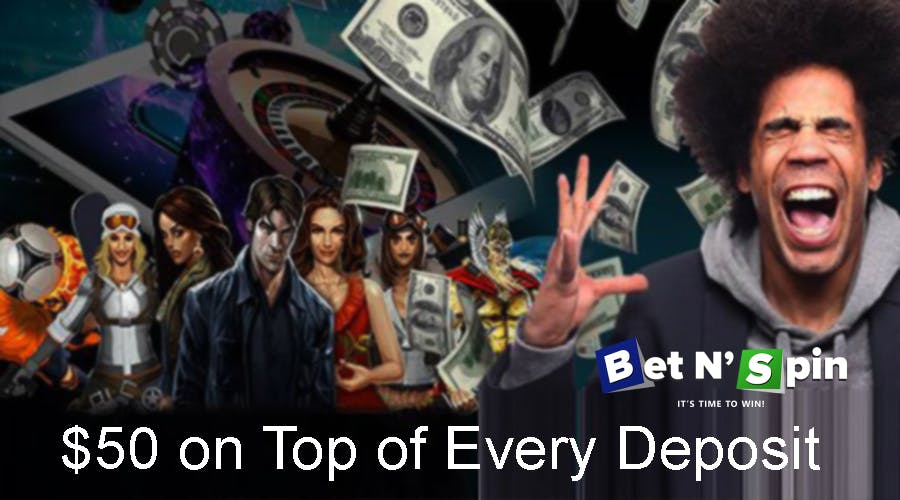 The BetNSpin online casino offers the Daily Reload promotion up to $50