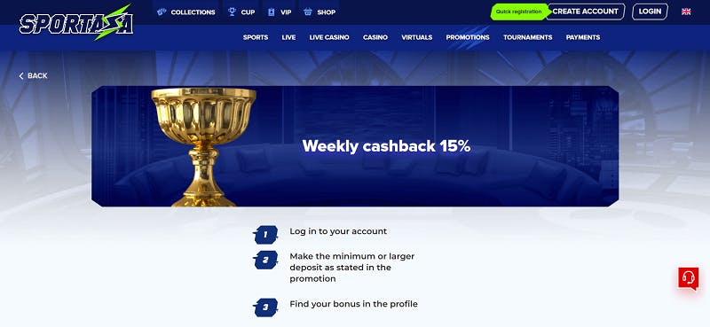 Sportaza cashback